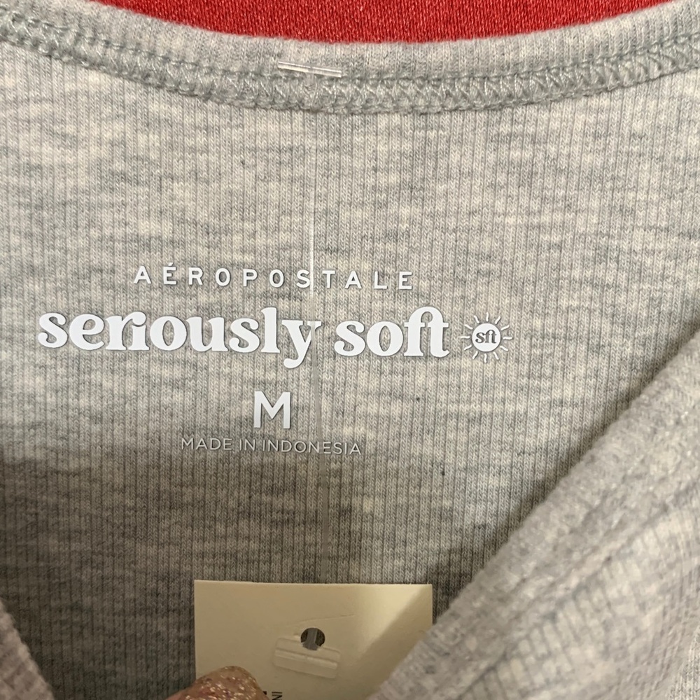#143 NWT size m Aeropostale Seriously Soft Gray Tank w/ USA - Picture 2 of 3